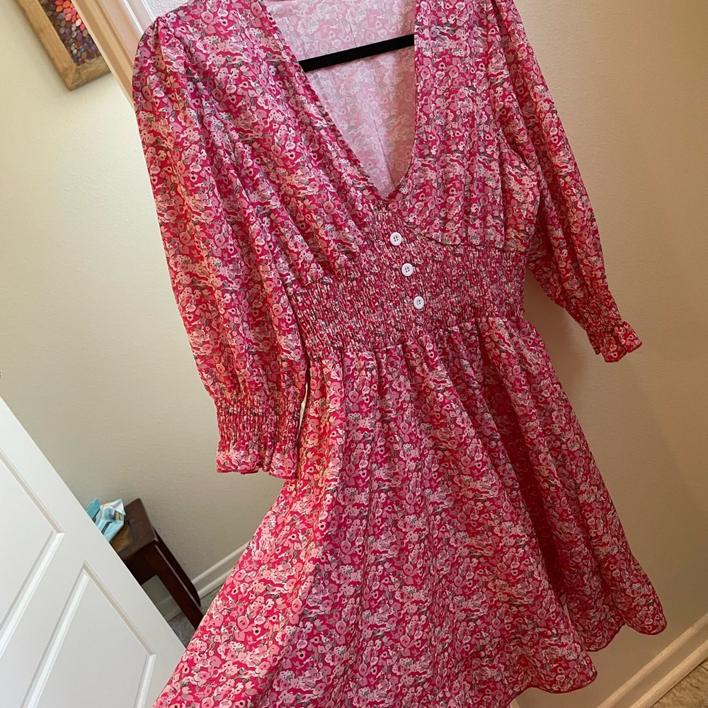 Source Unknown Pink Floral Dress